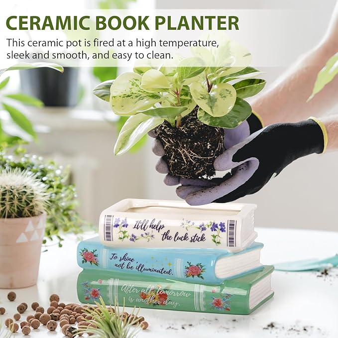 Elegant Ceramic Book-Shaped Flower Vase