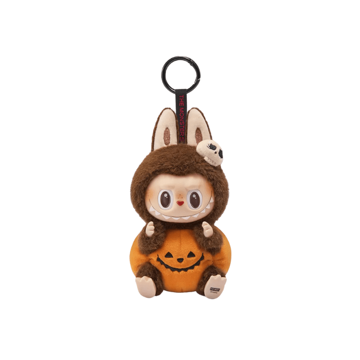 Pop Mart Labubu Happy Halloween Party Series-Sitting Pumpkin Vinyl Plush Pendant